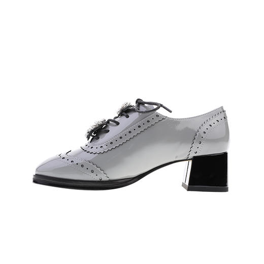 sheme蝶雨彩虹系列进口漆皮可拆卸水晶扣饰女士系带乐福鞋可定制 商品图7