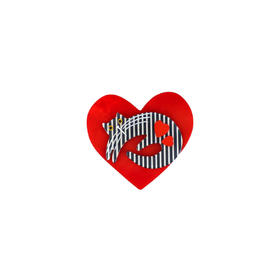 北京仓｜Bijoux Pavone-Cat on Red Heart-心里有格纹小猫 红色 胸针［法国设计师］