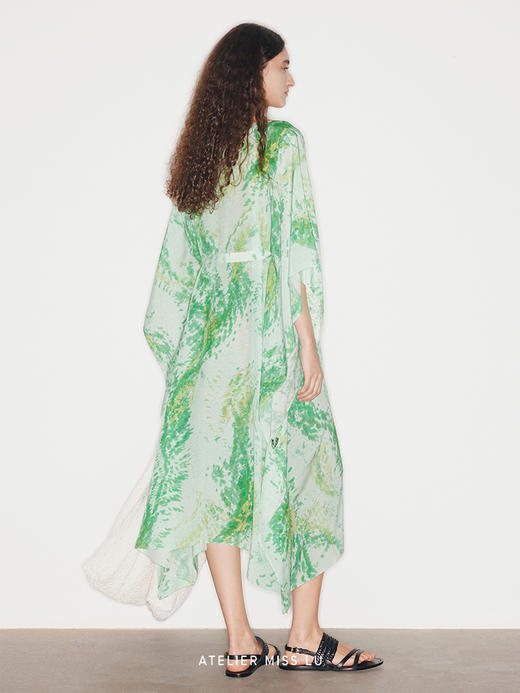 【森之谷】品牌定染印花立裁桑蚕丝连衣裙 商品图2