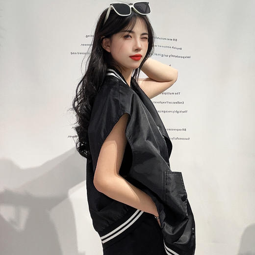 27WS棒球服领拉链无袖马夹外套40227（黑） 春季 407191032105 商品图1