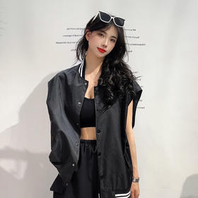 27WS棒球服领拉链无袖马夹外套40227（黑） 春季 407191032105