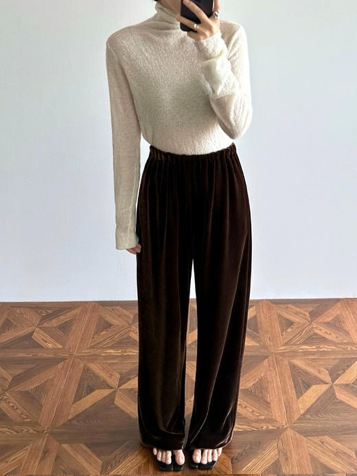 46-3 自留三色 真丝丝绒 直筒阔腿长裤 亲肤舒爽透气飘逸 好穿的要命 商品图3