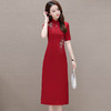 LRX-JDN8925-Y结婚礼服裙红色连衣裙2024年新款夏季短袖裙复古旗袍裙长款包臀裙 商品缩略图5