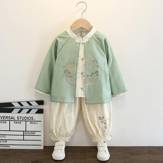 汉服男童秋季2023新款宝宝秋装薄款儿童中国风唐装古装男孩演出服 商品图2