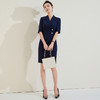 蓝色连衣裙夏五分袖OL面试职业装女韩版收腰显瘦珠宝店销售工作服 商品缩略图3