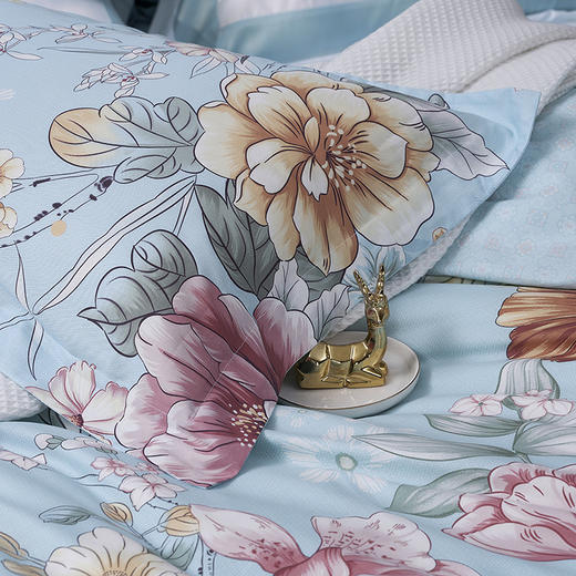 【6F】富安娜床单四件/繁花若夏，蓝 商品图1