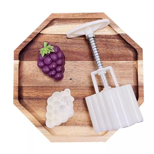 厨刻 手压式食品模具 【50g立体葡萄】1模具+1花片 手工绿豆糕月饼模具 商品图3