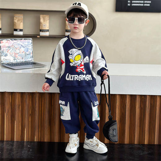 【酷帅炸街运动套装！】奥特曼男童春装套装24新款儿童痞帅衣服宝宝春秋季运动卫衣两件套 商品图0