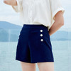 欧芮儿夏装2019新款女装藏青色a字短裤女高腰休闲裤阔腿女裤子 商品缩略图0