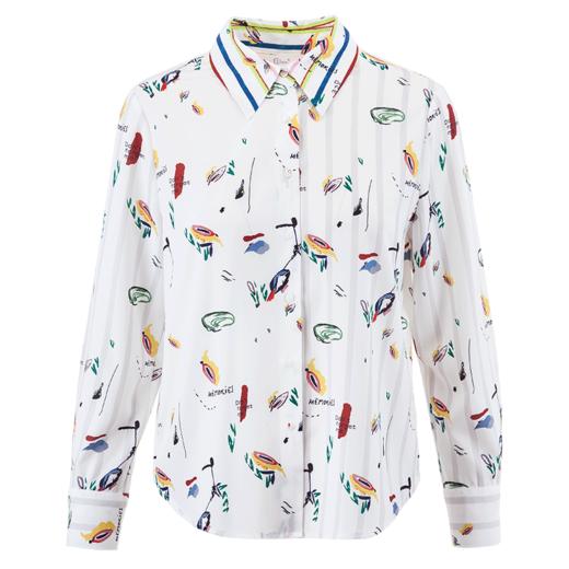 欧芮儿2021冬季新款女装印花白色衬衫女长袖OL风气质上衣 商品图3