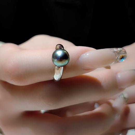 PT950镶嵌海水黑珍珠戒指 商品图2