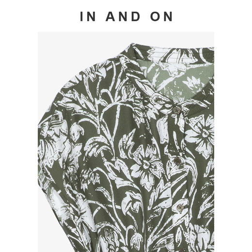 IN AND ON 2024新款 素语 漫舞花园 100%桑蚕丝印花连衣裙 54223 商品图1