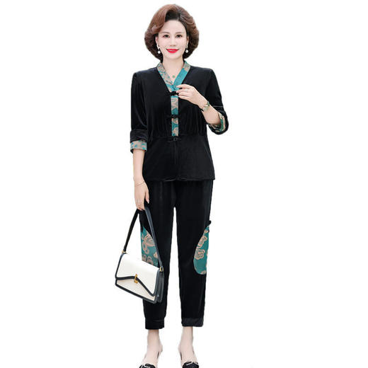 TZF-气质套装时尚洋气金丝绒长袖卫衣两件套 商品图4