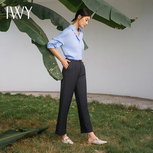 IWY/蓝色长袖衬衫女夏季新款通勤防晒正装衬衣休闲百搭白领上衣B14230 商品图5