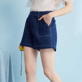 欧芮儿 2018夏装新款韩版显瘦直筒高腰阔腿热裤女牛仔短裤女夏