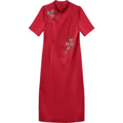 LRX-JDN8925-Y结婚礼服裙红色连衣裙2024年新款夏季短袖裙复古旗袍裙长款包臀裙 商品图4