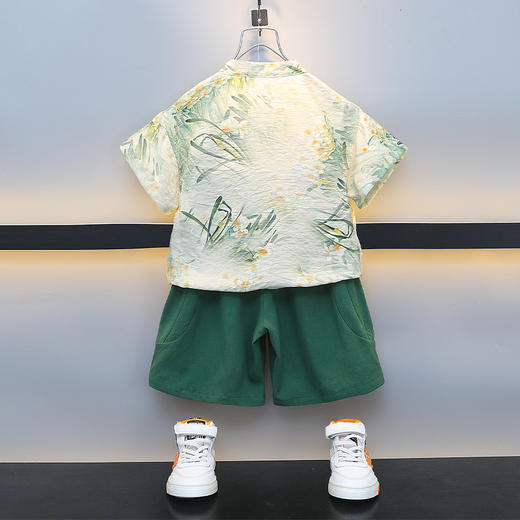 【水中仙国风套装】男童汉服夏季薄款中国风儿童古装唐装男宝宝周岁新中式套装表演服 商品图1