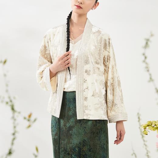 真丝丝绒烫银手工钉珠上衣 商品图6