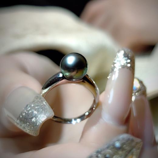 PT950镶嵌海水黑珍珠戒指 商品图8