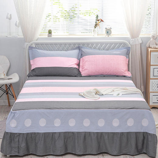 家居-床裙式床罩全棉荷叶边保护防尘防滑式床单 商品图4
