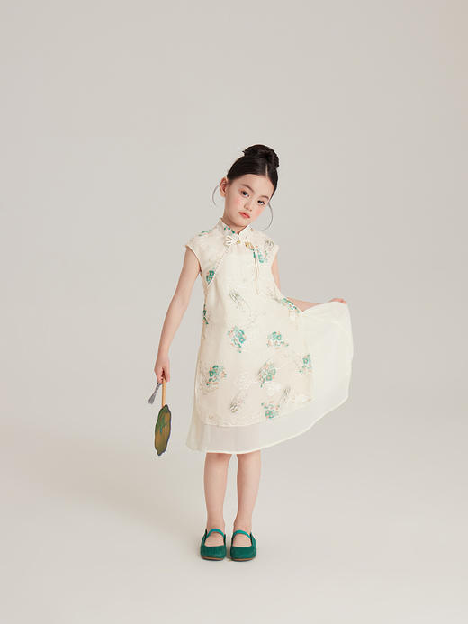 【新中式刺绣旗袍】 2024夏季新款儿童旗袍布丁哈鲁新中式女童旗袍女宝宝复古风连衣裙 商品图2