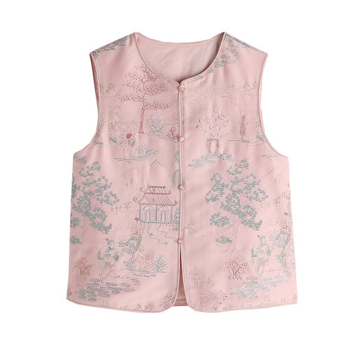 【国风洋气古典风两件套】2024春季新款儿童洋气衬衫国风马甲女童新中式刺绣马甲外套两件套 商品图6