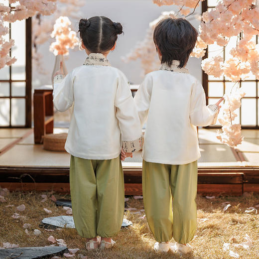 【竹林清风兄妹套装】汉服男童春秋款洋气儒雅国学服套装古风宝宝春季唐装演出服两件套 商品图1