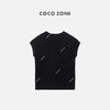 COCO ZONE2024夏季纯色镂空透气波浪边无袖针织衫上衣CC1A0488 商品缩略图0