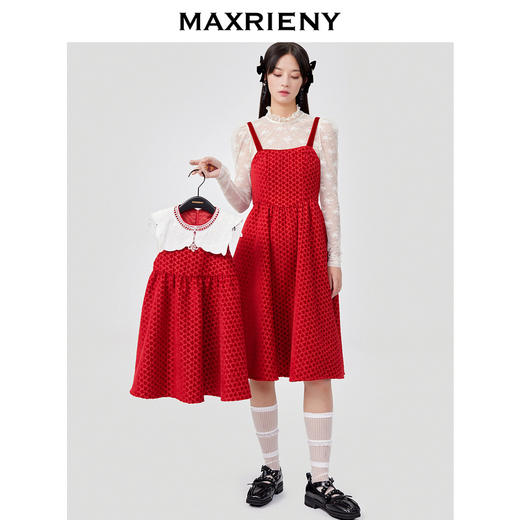 MAXRIENY女童装春款新年红无袖连衣裙翻领娃娃裙(货号:MK87DR001) 商品图2