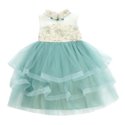 【新中式刺绣连衣裙】 女童连衣裙2024夏季新款洋气女宝宝新中式盘扣儿童无袖蓬蓬公主裙 商品图4