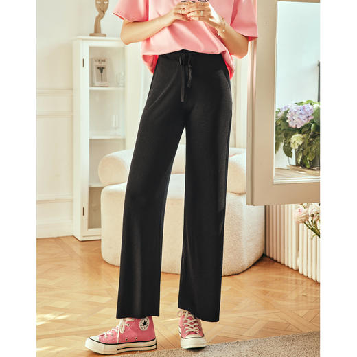 OLrain欧芮儿法式冰丝休闲裤女春季2023年新款直筒阔腿薄款针织裤 商品图7