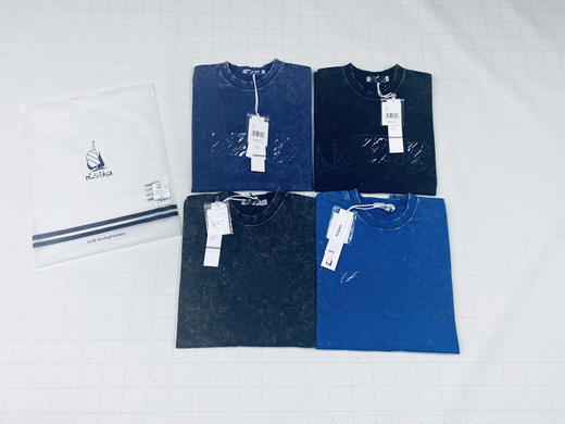 帆船 春夏 雪花重水洗 刺绣字母 复古做旧 圆领短袖T恤 男女休闲 4色 NT-2690 商品图11