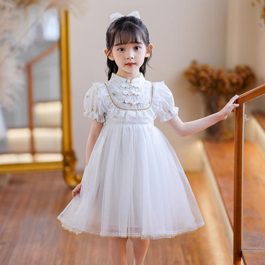 【古典韵味旗袍公主裙】女童连衣裙春秋装旗袍中国风儿童唐装公主网纱裙红色演出汉服裙子 商品图13