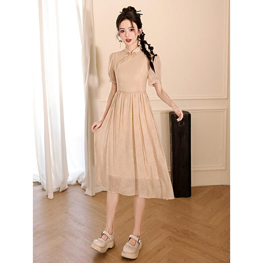 LSB-暗香浮动 2634 绿色小清新旗袍少女年轻款新中式改良连衣裙日常可穿茶服夏季 商品图2