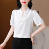 KQL-6983新中式国风立领短袖衬衫女夏季新款漂亮洋气复古盘扣雪纺上衣 商品缩略图1