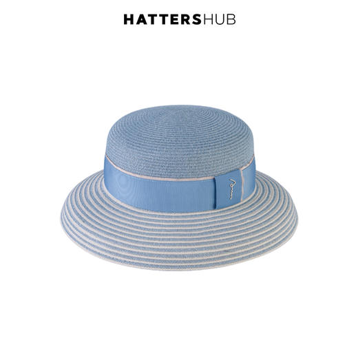 11232104001 帽仕汇JEFFSUN赫本风草帽女夏天优雅条纹太阳帽出游拍照遮阳帽  商品图1