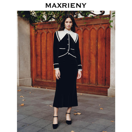 MAXRIENY法式复古氛围感小香风丝绒外套23秋季高级优雅气质感(货号:MS88JA513) 商品图1