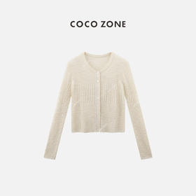 COCO ZONE2024“轻柔”新款女装单排扣针织衫圆领长袖上衣CC1A0437