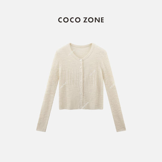 COCO ZONE2024“轻柔”新款女装单排扣针织衫圆领长袖上衣CC1A0437 商品图0