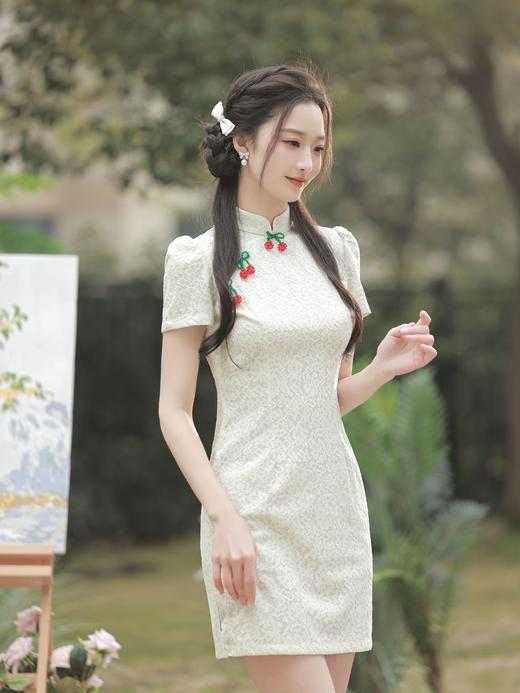 白色小樱桃复合蕾丝旗袍YM2711 商品图1