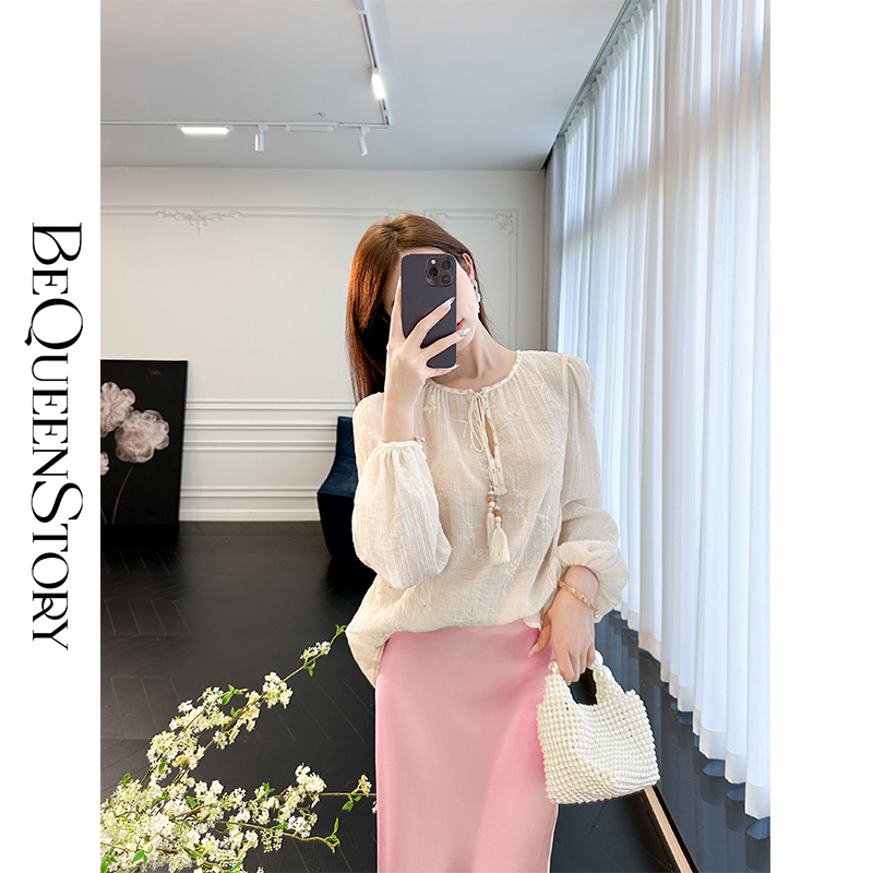 【大货，不退不换】  【宝月檀香】轻奢时髦气质复古舒适百搭圆领长袖上衣