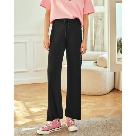 OLrain欧芮儿法式冰丝休闲裤女春季2023年新款直筒阔腿薄款针织裤 商品图6