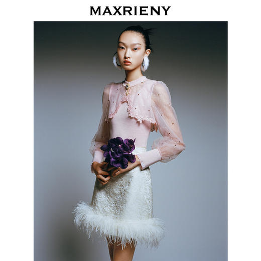 MAXRIENY宫廷浮雕复古感半身裙高腰包臀短裙冬裙(货号:MC87SK787) 商品图1