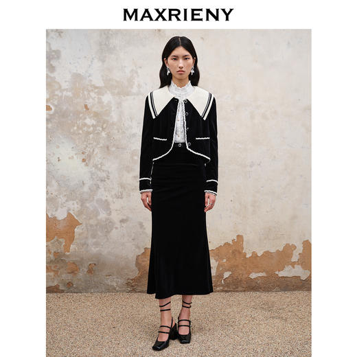 MAXRIENY法式复古氛围感小香风丝绒外套23秋季高级优雅气质感(货号:MS88JA513) 商品图3