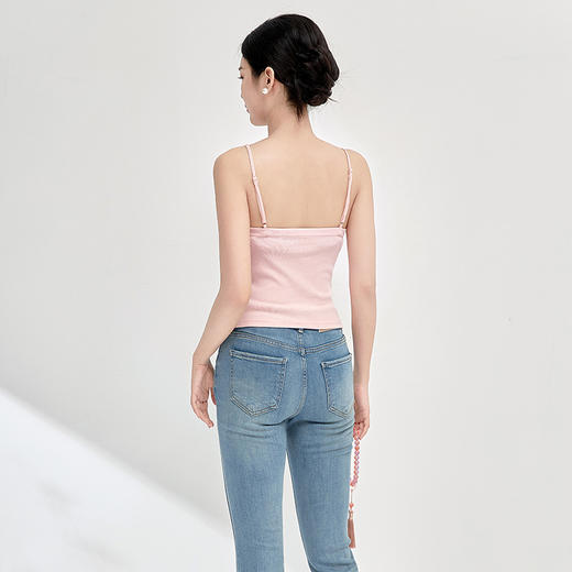 气质轻奢，浮雕泡泡缎拼针织打底吊带WLZD-2413101 商品图1