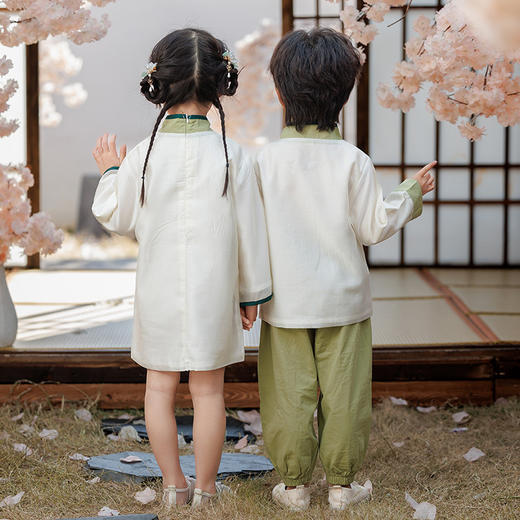 【兄妹新中式套装 显国风韵味！】汉服女童春秋款洋气旗袍裙男童唐装春季国学服宝宝周岁礼服表演服 商品图1