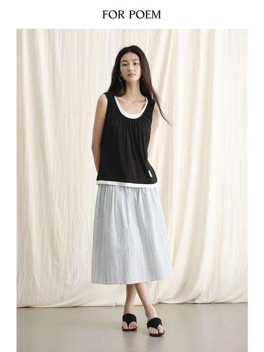 ForPoem 现货 24/SS原创设计休闲简约百搭假两件百搭莫代尔宽松背心 商品图3