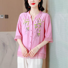 国风新中式，刺绣棉麻百搭上衣KQL-A83N6988