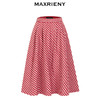 MAXRIENY复古红白格纹长裙秋冬法式高腰A字裙大摆裙春节新年穿搭(货号:MC87SK781) 商品缩略图4