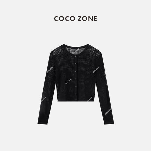 COCO ZONE2024夏季圆领镂空针织开衫显瘦百搭长袖上衣CC1B0697 商品图0